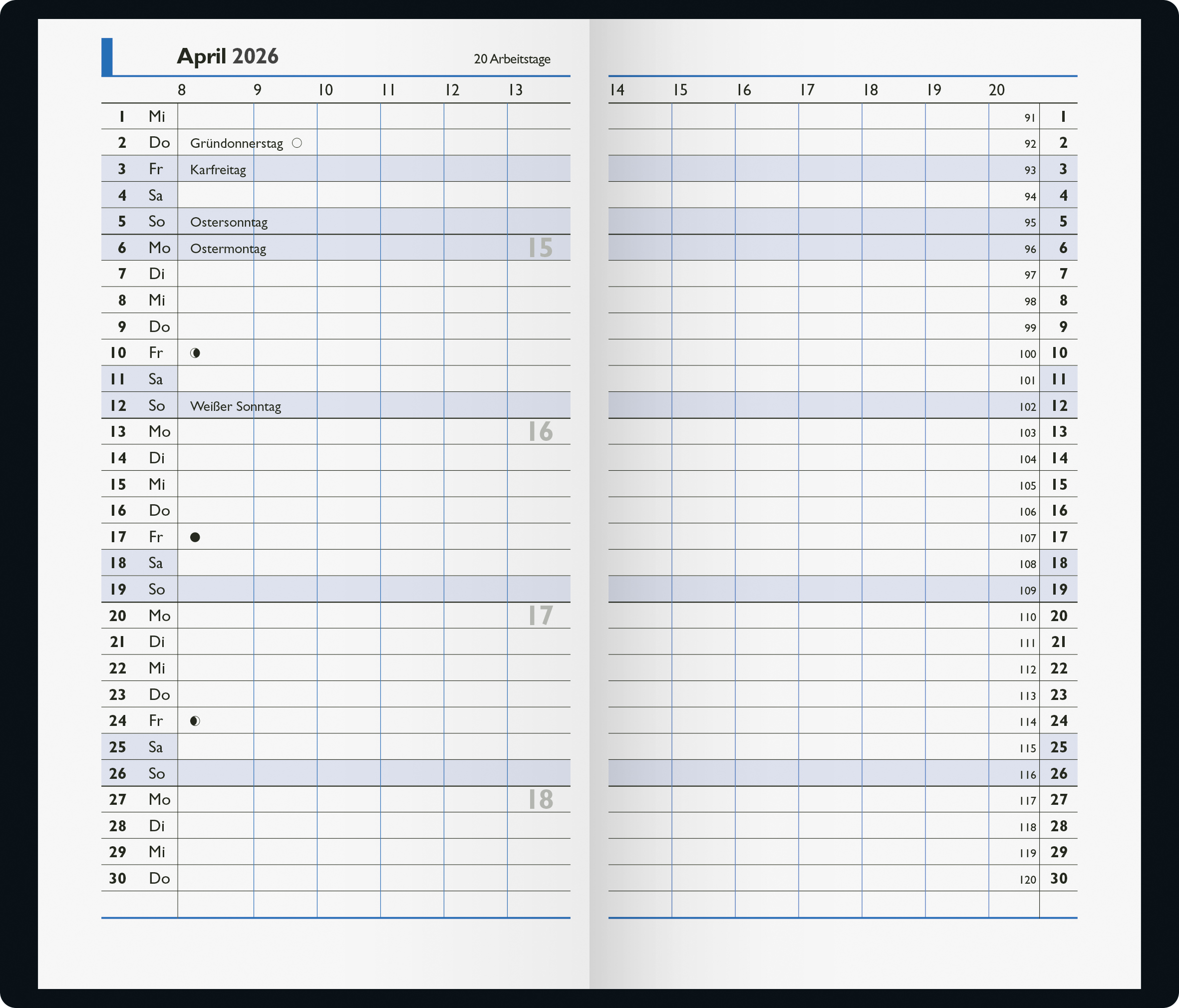 Taschenkalender 10D, schwarz