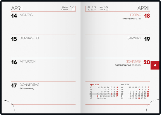 Mini-Taschenkalender, rot