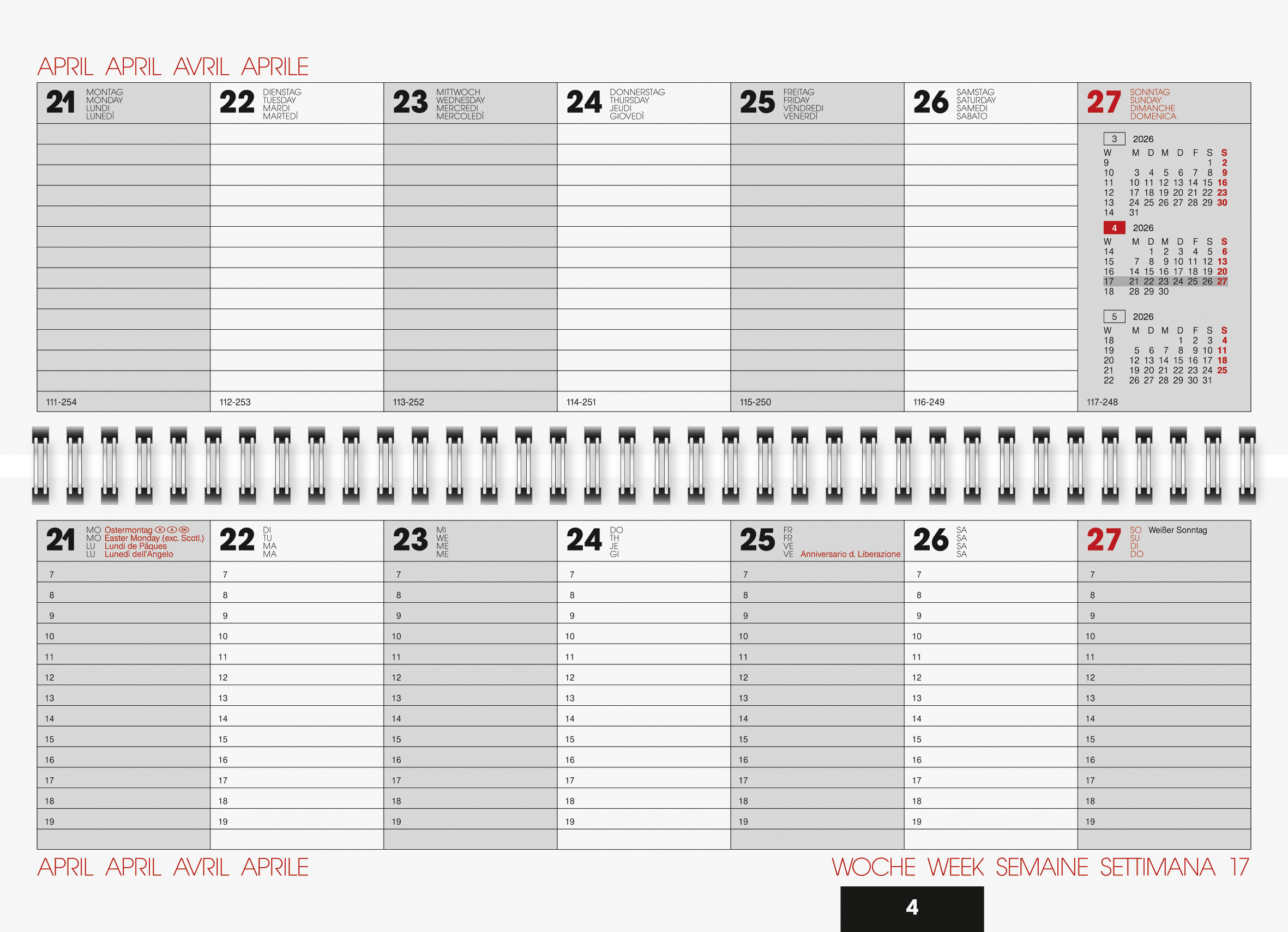 Tischquerkalender Soft Livello, schwarz