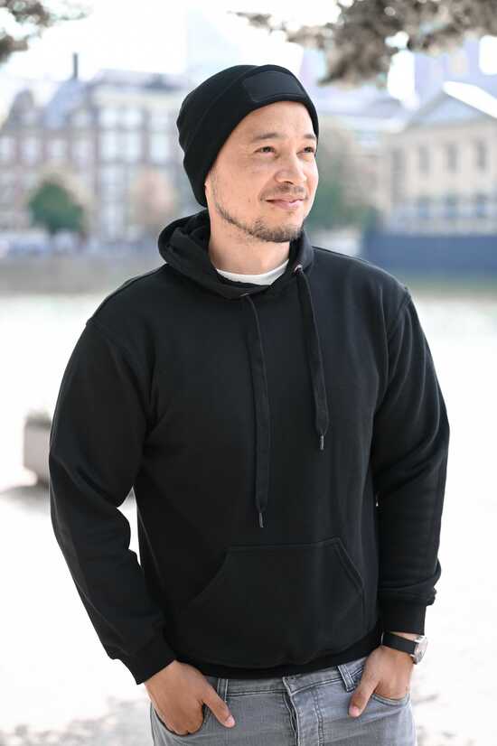 Strickmütze mit Label