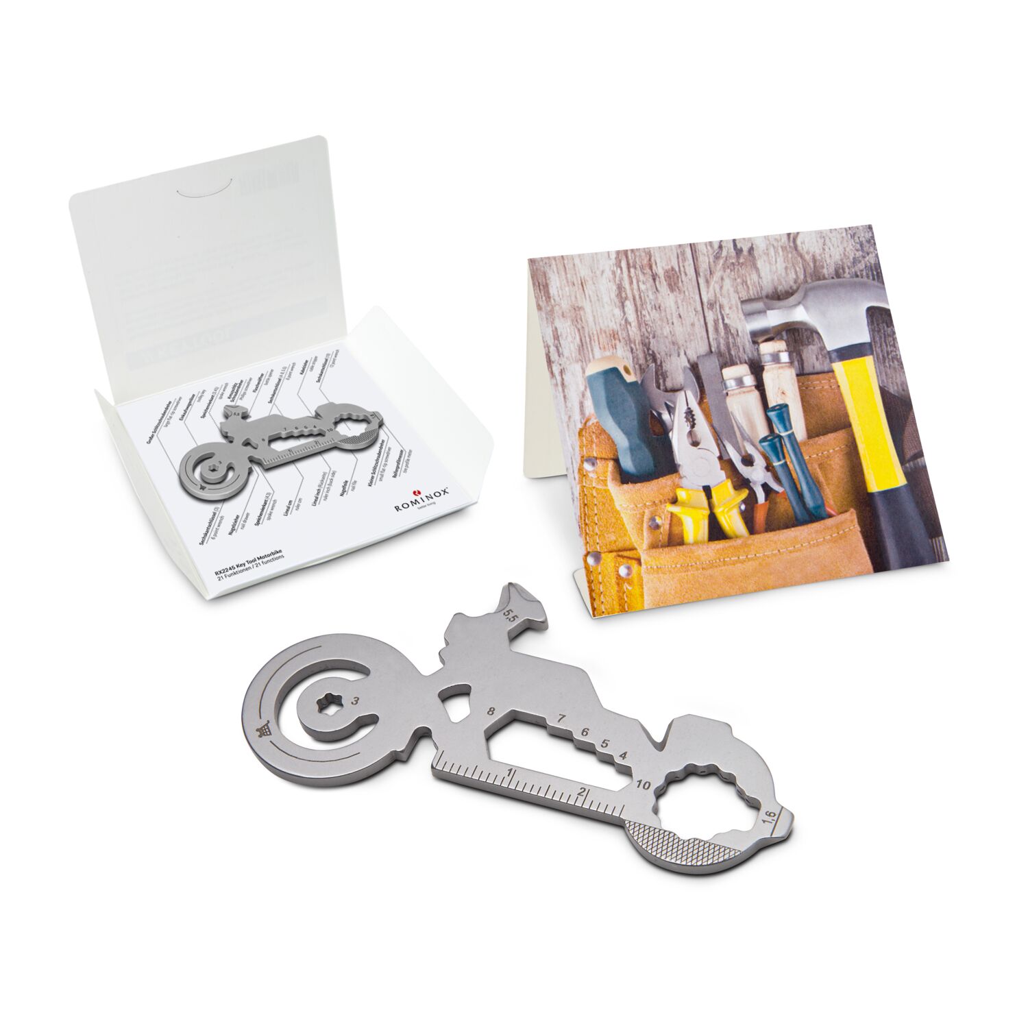 Das Key Tool kommt in einem „Werkzeug”-Mäppchen inkl. Funktionsbeschreibung. „An die Werkzeuge, fertig, los“!