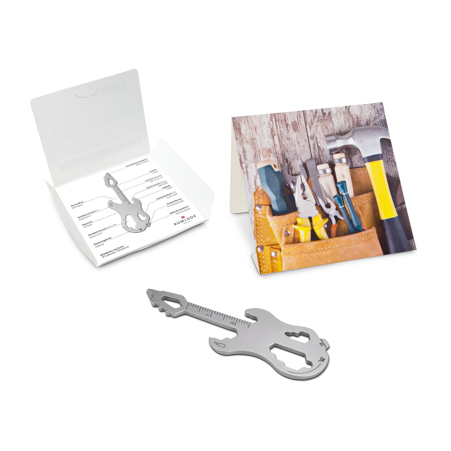 Das Key Tool kommt in einem „Werkzeug”-Mäppchen inkl. Funktionsbeschreibung. „An die Werkzeuge, fertig, los“!