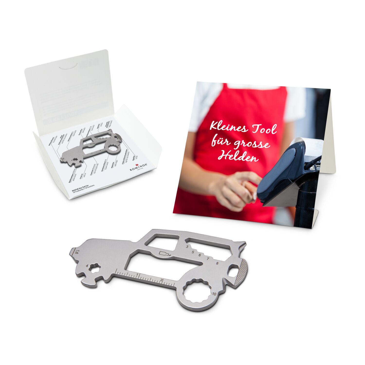 Key Tool im „Große Helden (Einzelhandel)”-Mäppchen inkl. Funktionsbeschreibung. „An die Werkzeuge, fertig, los“!