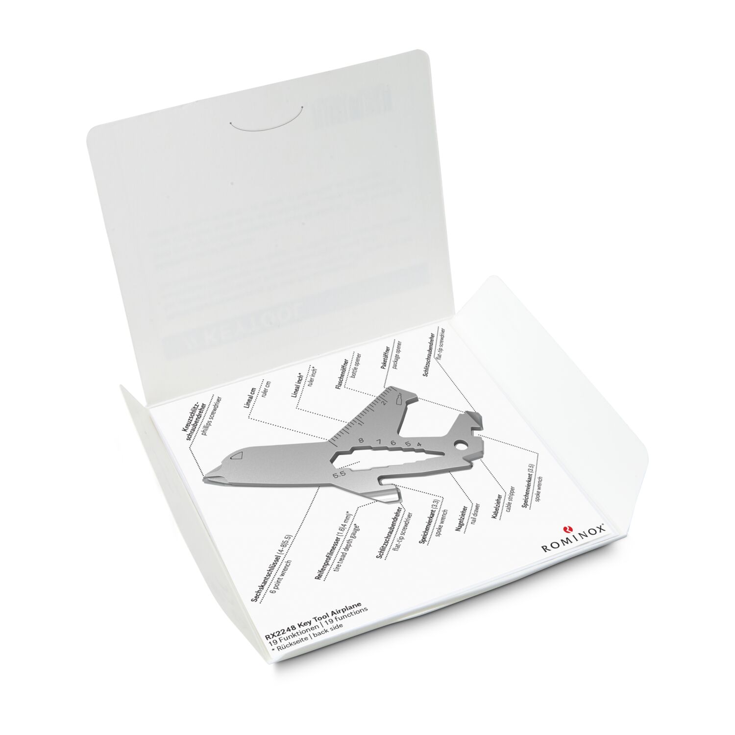 Key Tool in einem „Viel Glück”-Mäppchen inkl. Funktionsbeschreibung. „An die Werkzeuge, fertig, los“!