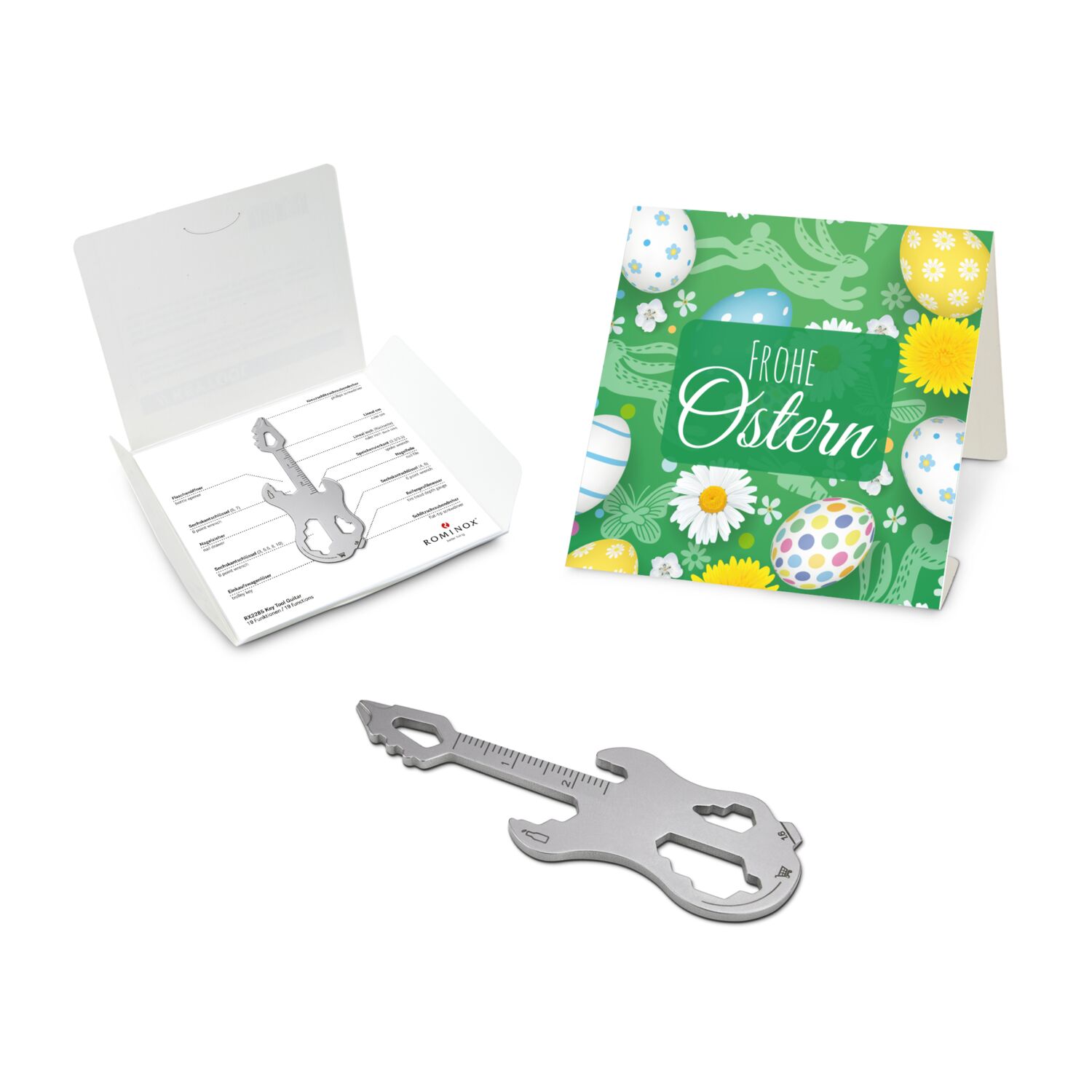 Key Tool in einem „Frohe Ostern”-Mäppchen inkl. Funktionsbeschreibung. „An die Werkzeuge, fertig, los“!