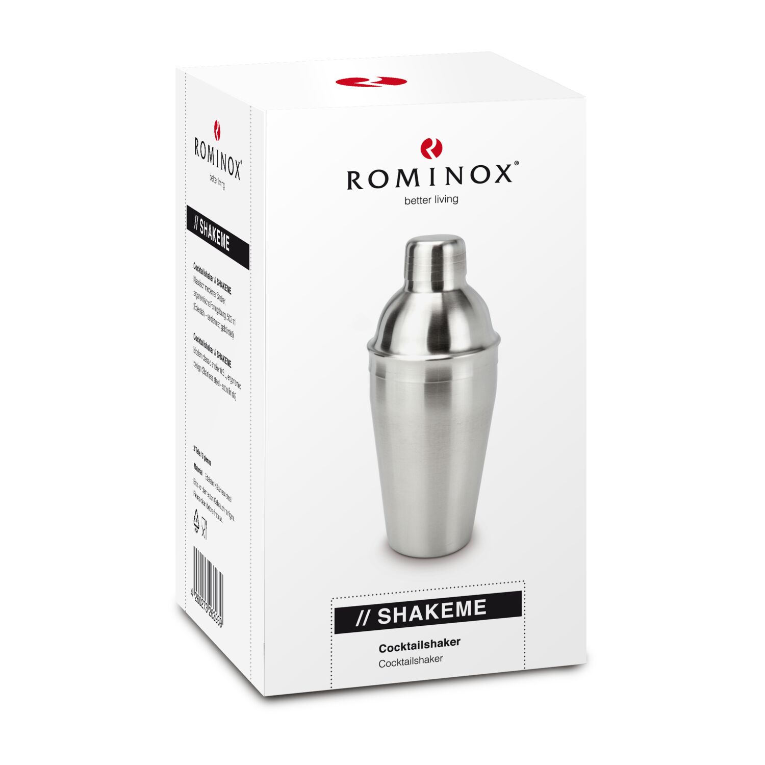 Klassisch moderner Shaker, ergonomische Formgebung, 500 ml (Edelstahl - seidenmatt gebürstet)