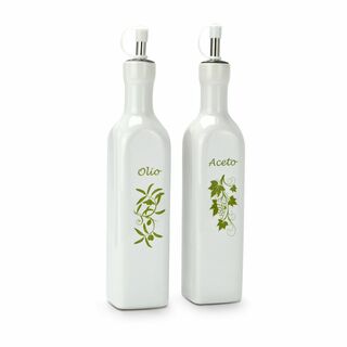 Schlichte Essig und Öl Spender (je 250 ml) mit Dosierkopf für die mediterrane Küche (Keramik, Edelstahl)