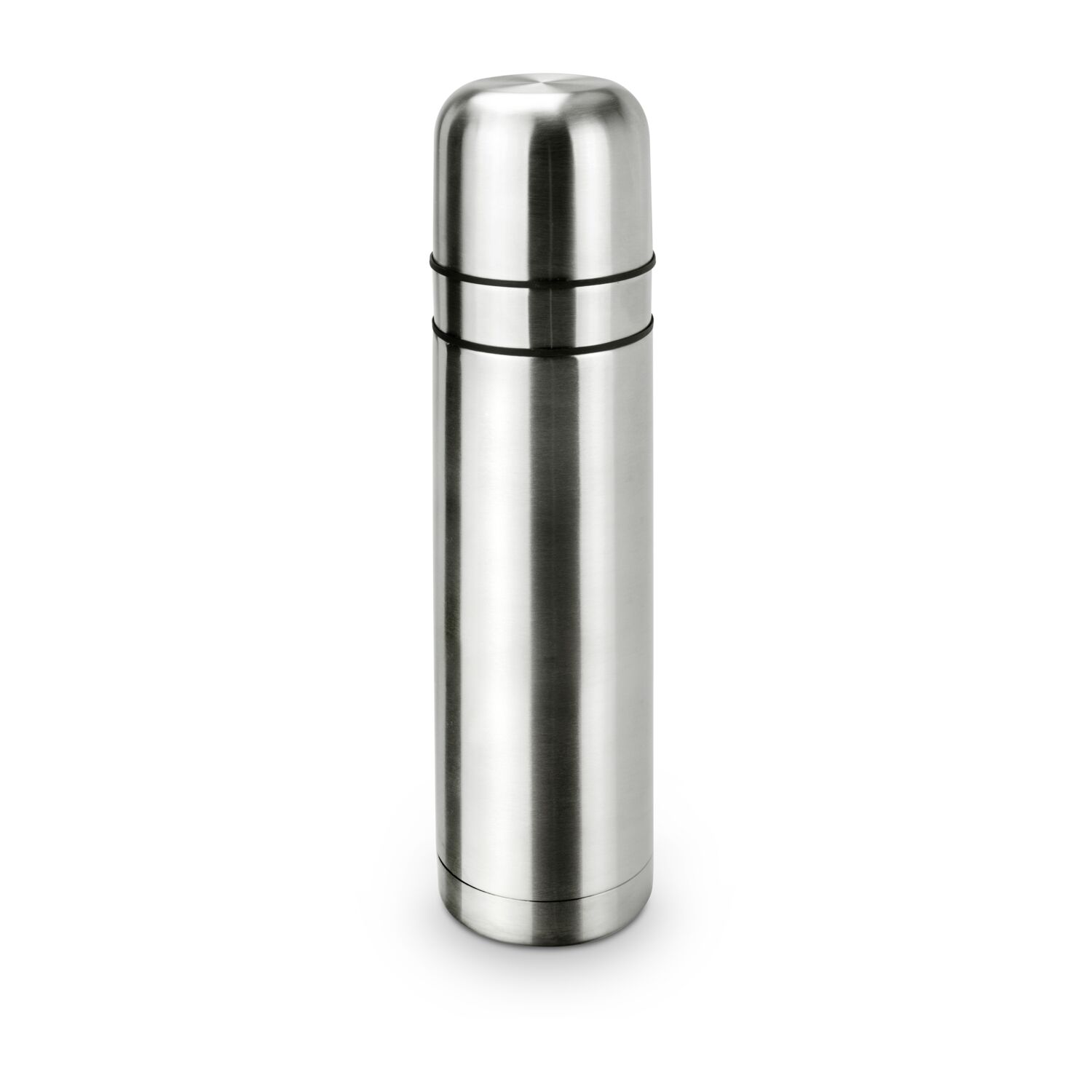 Elegante Isolierkanne in Silber, Drehverschluss mit Drucköffnung, integrierter Zweitbecher, 750 ml (Edelstahl, Kunststoff)