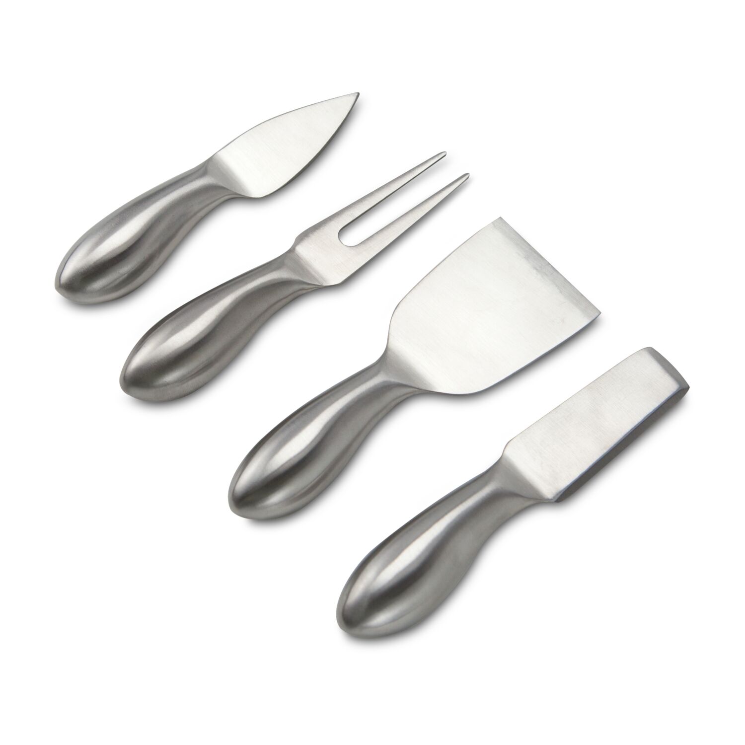 Modernes Käsemesser-Set, magnetischer Holzblock, 4 Käsebesteckteile (Edelstahl - seidenmatt gebürstet, Holz - schwarz matt lackiert)