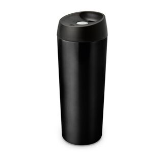 Praktischer schwarzer Thermobecher, isolierende Doppelwand, auf Knopfdruck trinkbereit, 500 ml