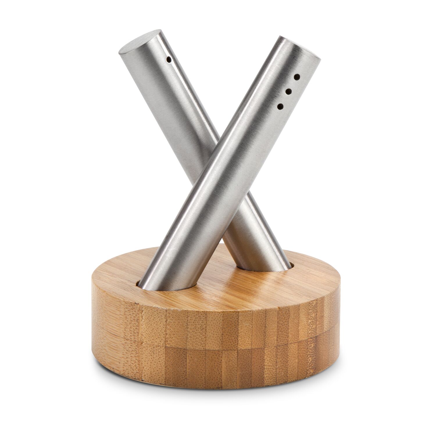 Schlank und elegant präsentieren sich Salz und Pfeffer als perfektes Paar, sicherer Halt im Bambusständer