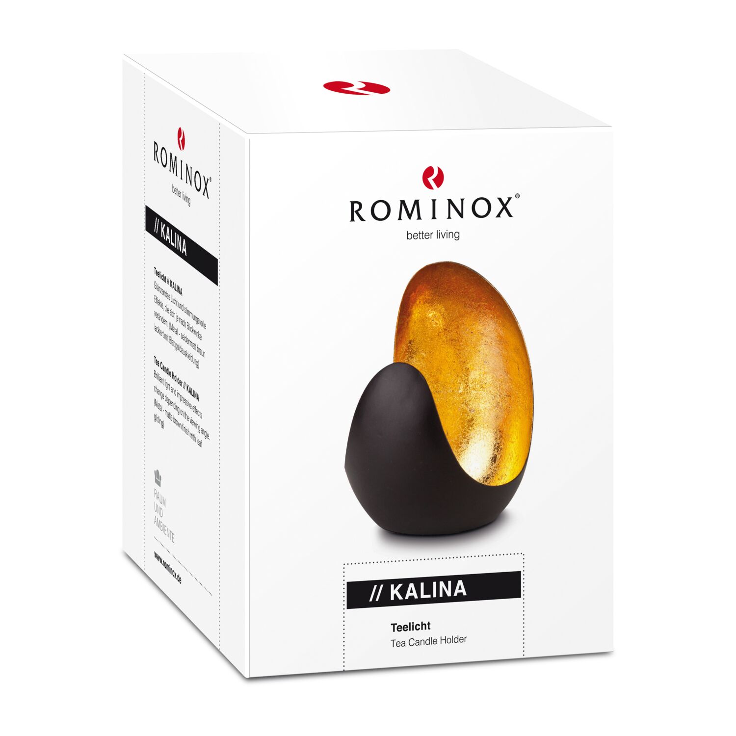 Dekorative Kerzenschale für beeindruckende, goldene Lichteffekte (Metall - seidenmatt braun lackiert mit Goldfolienauskleidung)