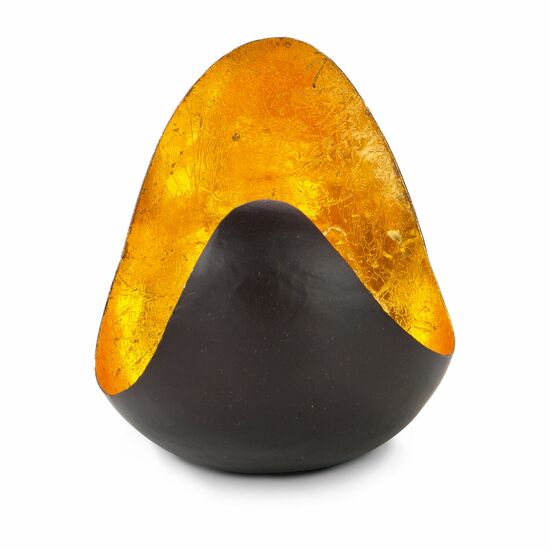 Dekorative Kerzenschale für beeindruckende, goldene Lichteffekte (Metall - seidenmatt braun lackiert mit Goldfolienauskleidung)