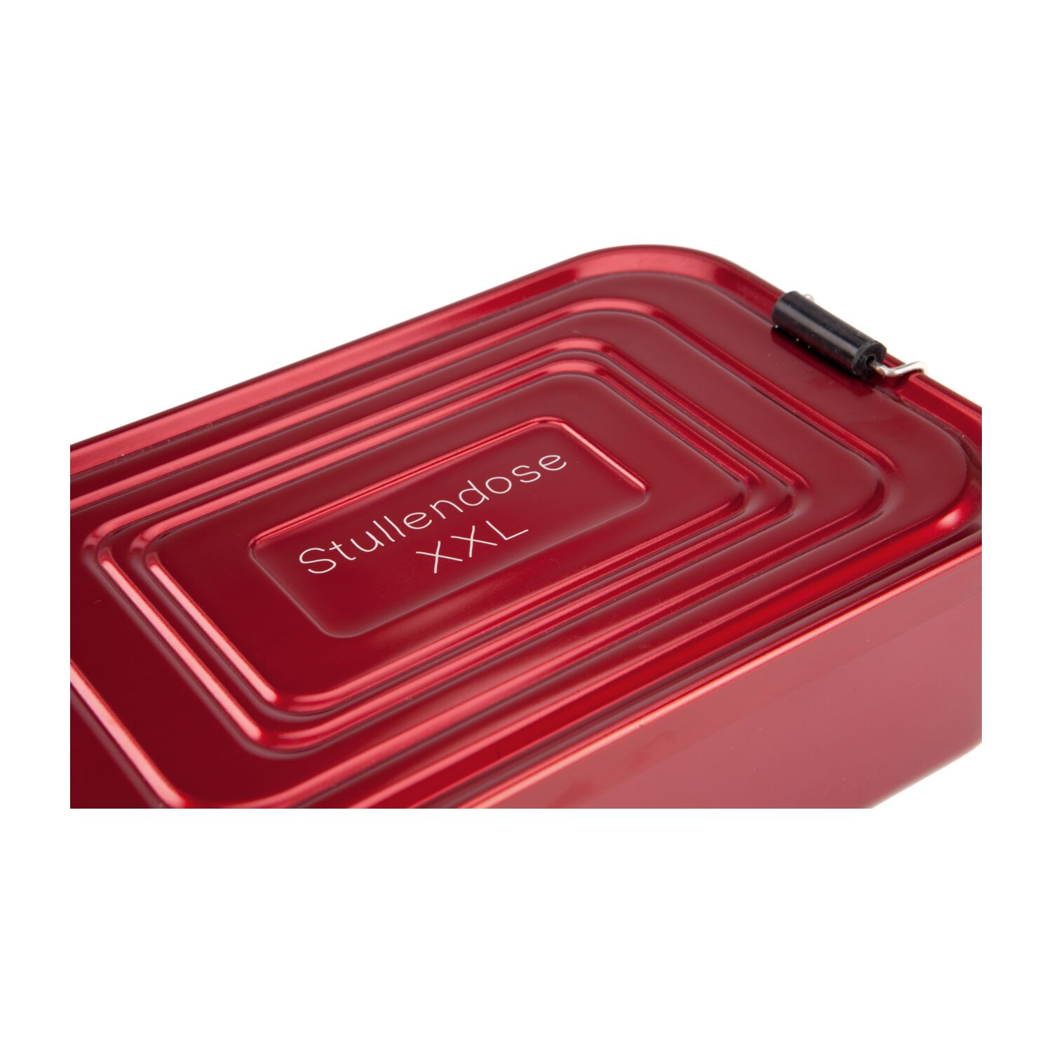 Lunchbox XL: Hygienisch verschließbare Proviantbox in Rot, Dichtungsring, glänzende Oberfläche, entnehmbares und verschiebbares Trennelement
