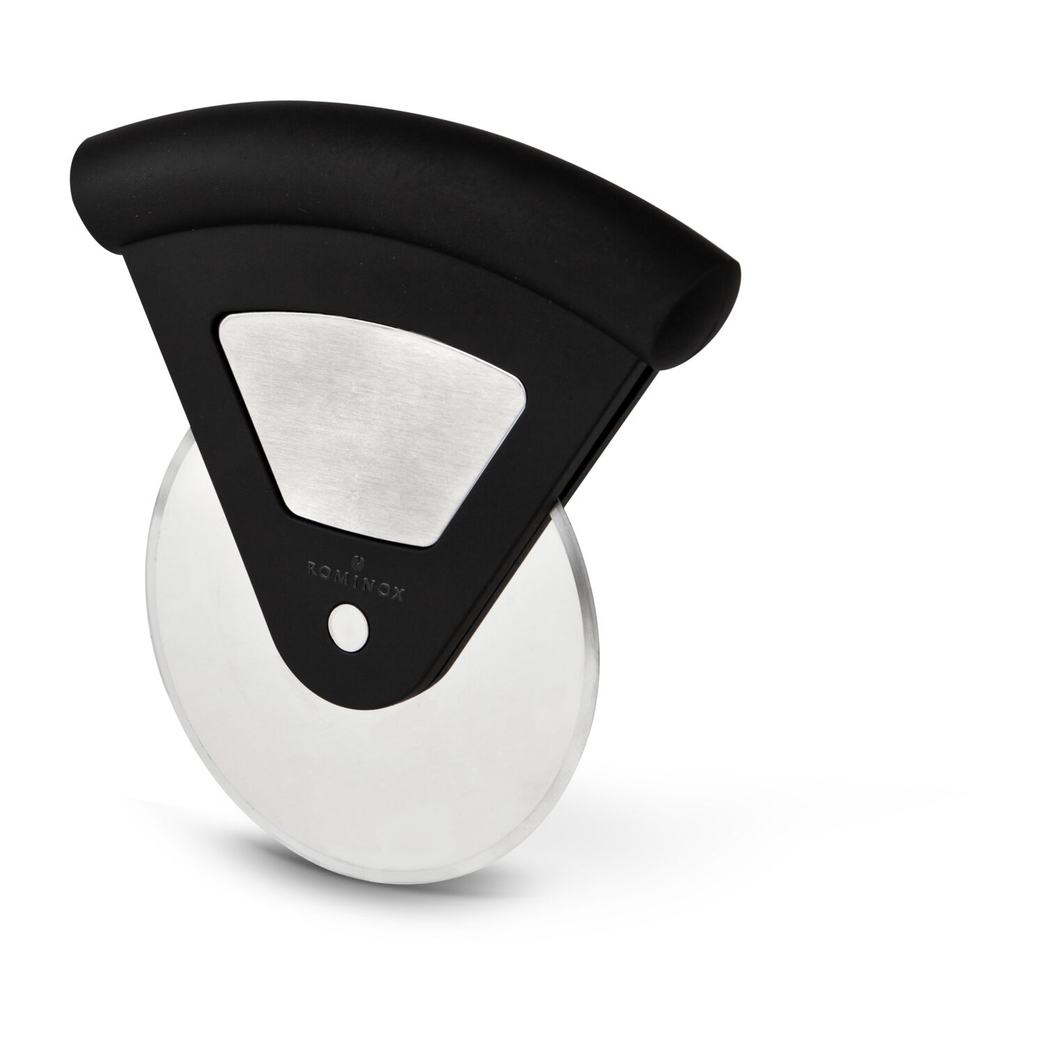 Handlicher Pizzaschneider in kompaktem Format, gummierter Griff in ergonomischem Design (Edelstahl, Kunststoff)