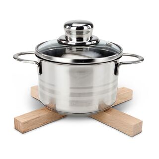 Platzsparend, praktisch und stabil, pfiffiger Topf- und Pfannenuntersetzer aus Buchenholz, modernes Design (Holz)