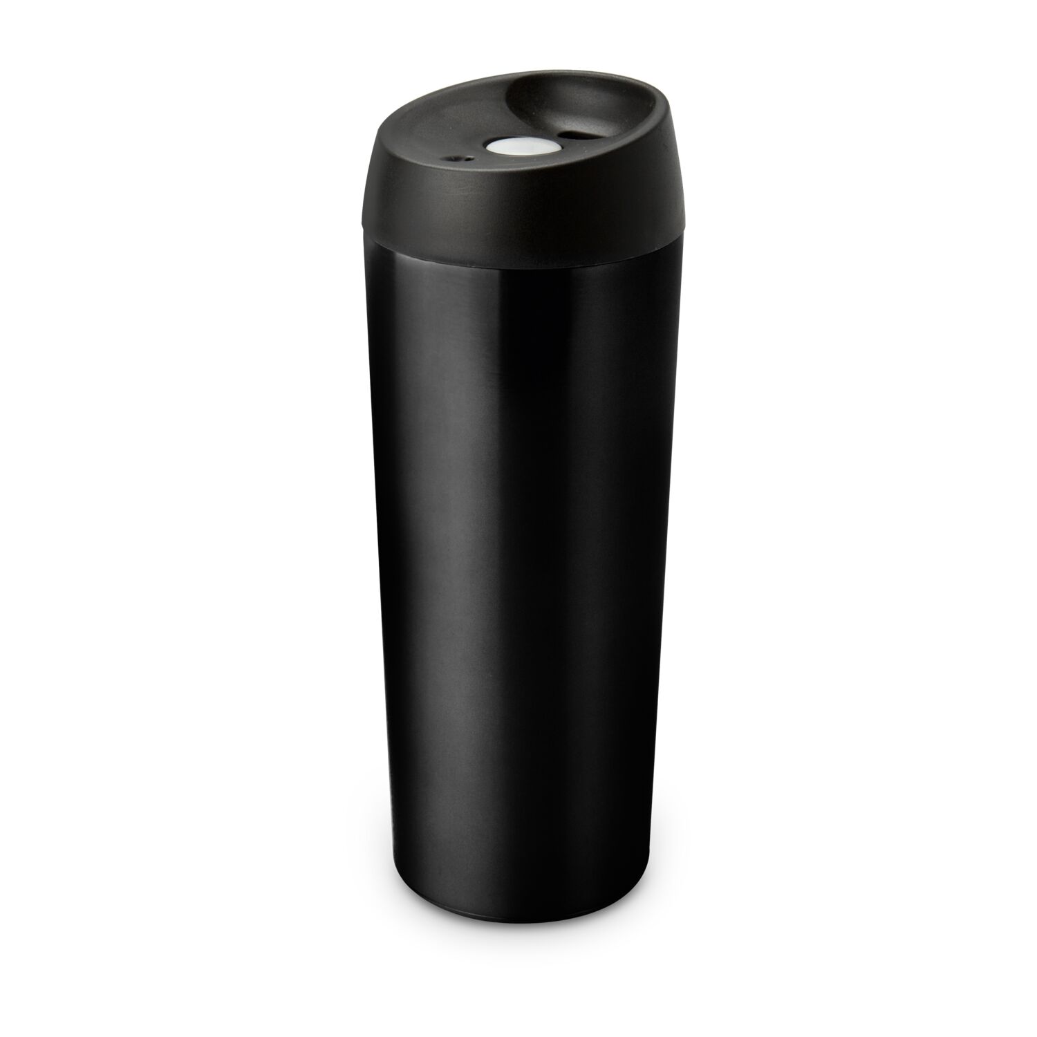 Thermobecher - leicht, stabil, dicht, isolierende Doppelwand, auf Knopfdruck trinkbereit, 350 ml (Edelstahl - matt lackiert, Kunststoff)