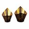 Zwei kunstvolle Teelichthalter in zwei Größen, als Set (Metall - seidenmatt braun lackiert mit Goldfolienauskleidung, ohne Teelicht)
