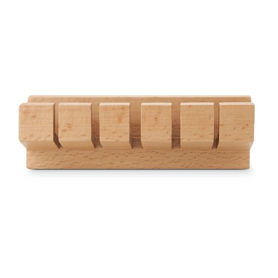 Praktischer Kabel-Organizer, 5 Halterungen in 3 Breiten inkl. Aussparung für die Anbringung des mitgelieferten Klebestreifens (Buchenholz)