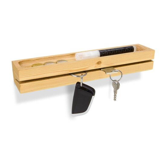 Modernes Schlüsselbrett zur Aufbewahrung von Schlüsselbunden, Ablagefläche auf Oberseite, platzsparendes Design (Kiefer, inkl. Schrauben)