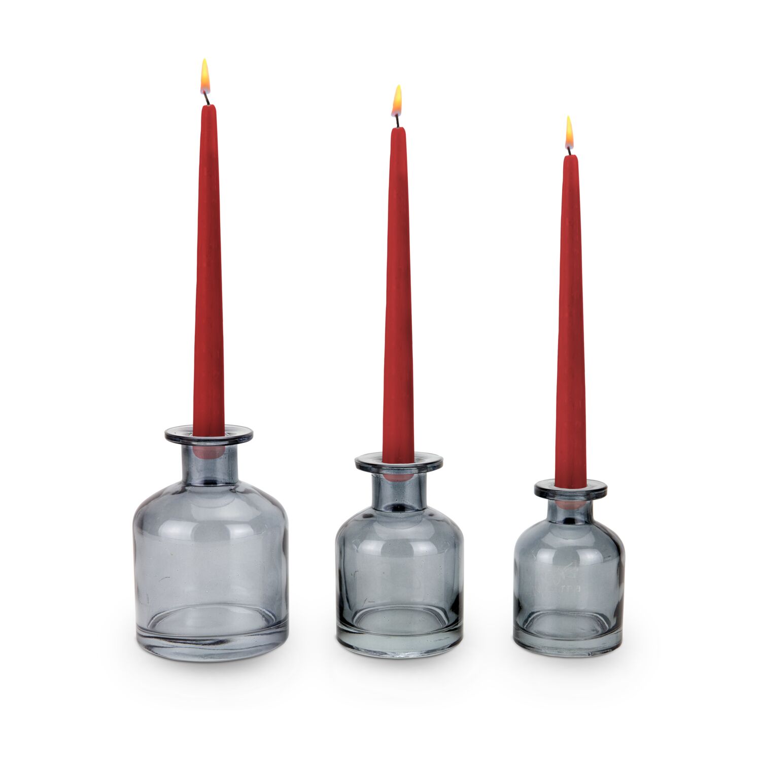 3 Vasen in unterschiedlichen Größen, modernes schwarzes Glas, auch als dekorative Kerzenständer verwendbar (Glas)