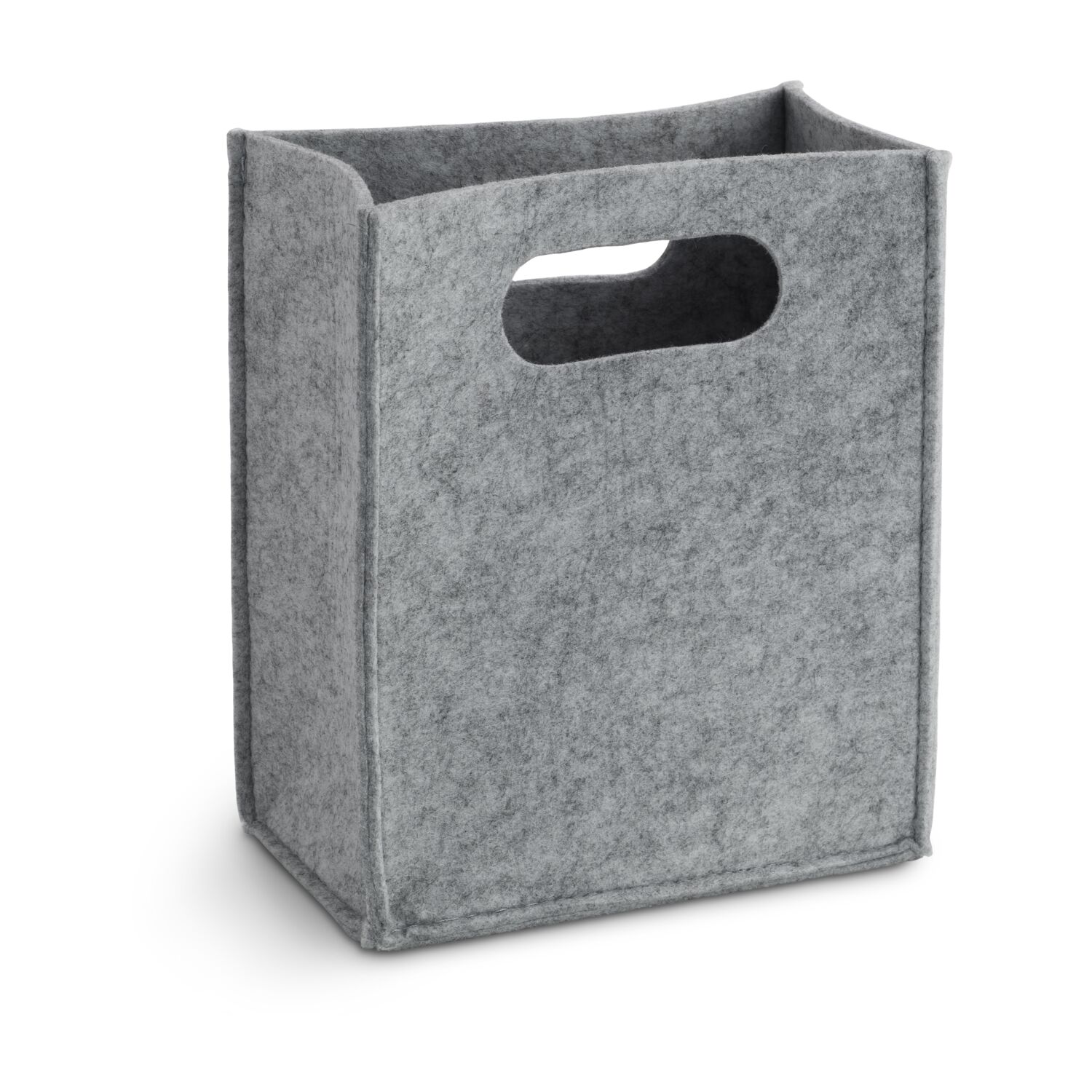 Hochwertige Filztasche in Hellgrau, für kleine Geschenke, lineares Design, sicherer Stand