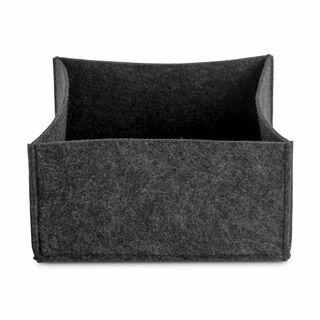 Hochwertiger Filzkorb in elegantem, dunklem Anthrazit, verwendbar als moderner Geschenkkorb oder praktische Ablage, harmonisches, quadratisches Design