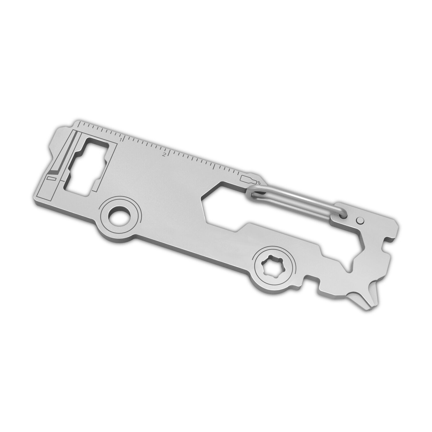 Multifunktionaler Schlüsselanhänger mit 18 Funktionen: Edelstahl Multitool inkl. Funktionsbeschreibung