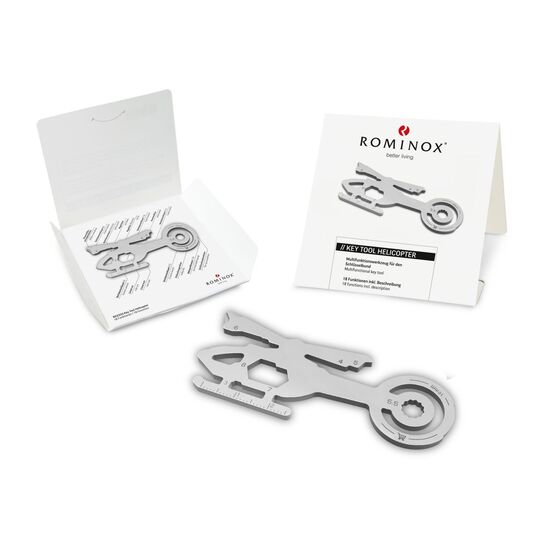 Multifunktionaler Schlüsselanhänger mit 18 Funktionen: Edelstahl Multitool inkl. Funktionsbeschreibung