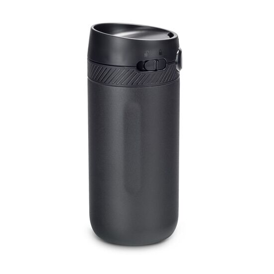 Moderner Thermobecher mit Einhand-Druckknopfverschluss und entnehmbarem Innenteil, 400 ml (Edelstahl - pulverbeschichtet, Kunststoff, Gummi)