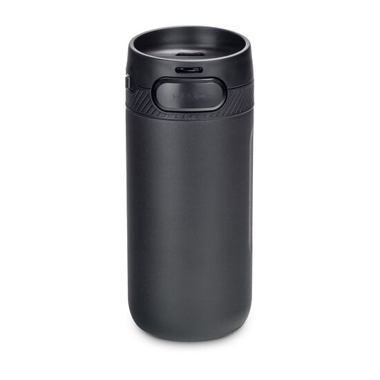 Moderner Thermobecher mit Einhand-Druckknopfverschluss und entnehmbarem Innenteil, 400 ml (Edelstahl - pulverbeschichtet, Kunststoff, Gummi)