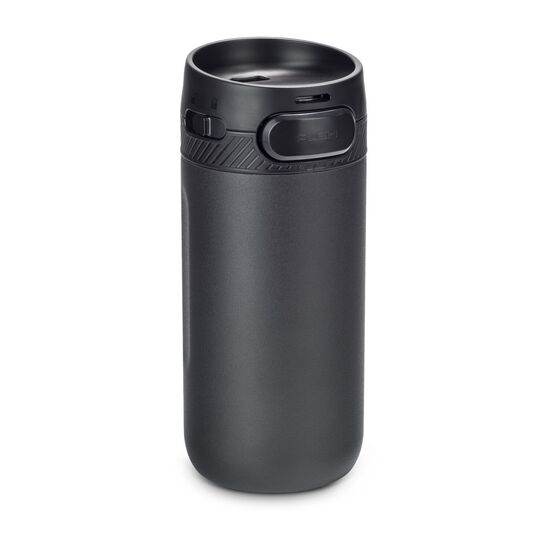 Moderner Thermobecher mit Einhand-Druckknopfverschluss und entnehmbarem Innenteil, 400 ml (Edelstahl - pulverbeschichtet, Kunststoff, Gummi)