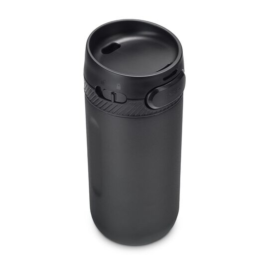 Moderner Thermobecher mit Einhand-Druckknopfverschluss und entnehmbarem Innenteil, 400 ml (Edelstahl - pulverbeschichtet, Kunststoff, Gummi)