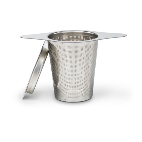Teesieb, aus rostfreiem Edelstahl, mit Henkeln, inklusive Deckel auch als Abtropfschale nutzbar (Edelstahl)