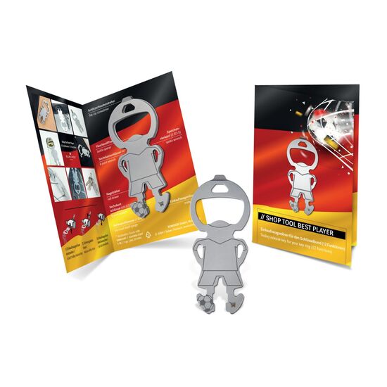 Werden Sie zum Trikotsponsor! Multifunktionaler Fußballer Einkaufswagenlöser mit 12 Funktionen