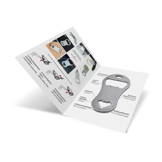 Multifunktionaler Einkaufswagenlöser für den Schlüsselbund mit 8 Funktionen: Edelstahl Multitool inkl. Funktionsbeschreibung