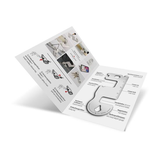 Multifunktionaler Einkaufswagenlöser für den Schlüsselbund mit 11 Funktionen: Edelstahl Multitool inkl. Funktionsbeschreibung