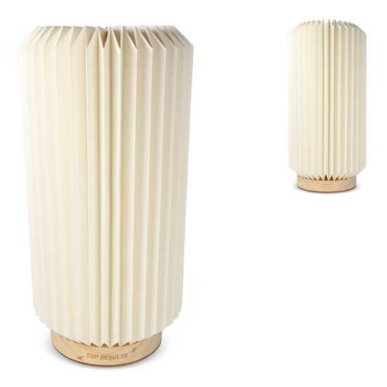 Coollux faltbare Papier-LED-Lampe Aurora Tall auf Holzsockel, 32cm