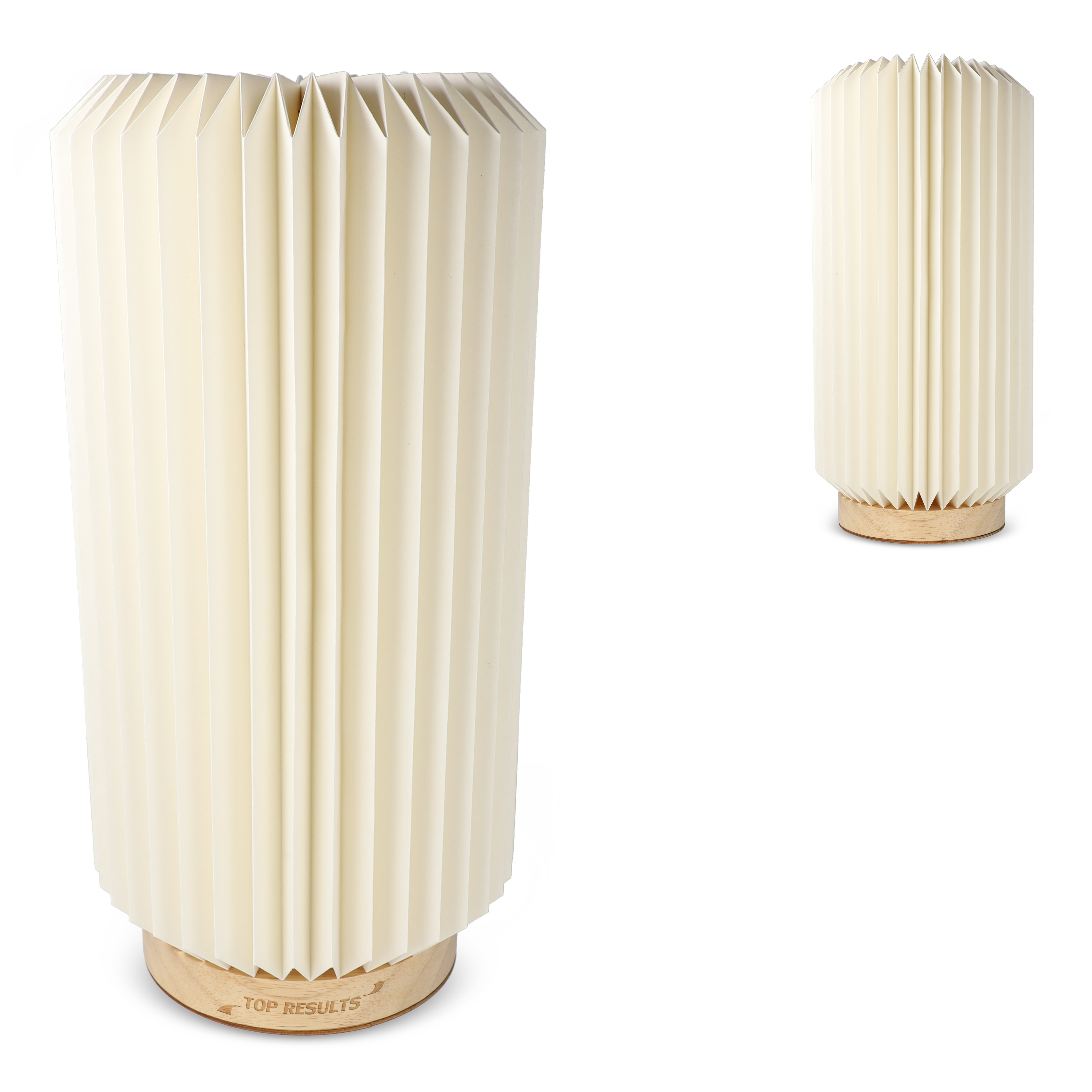 Coollux faltbare Papier-LED-Lampe Aurora Tall auf Holzsockel, 32cm