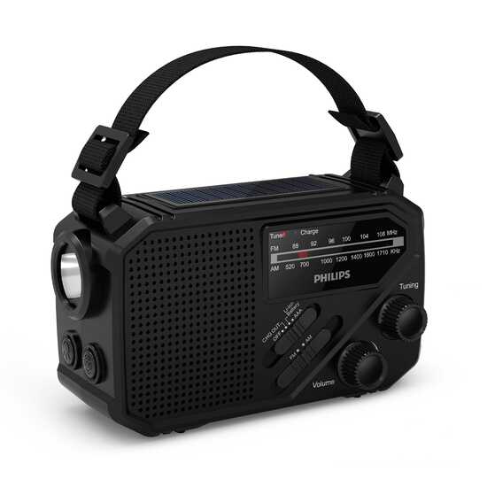 Philips TAR1609 Notfallradio mit analogem FM/AM-Tuner und Taschenlampe