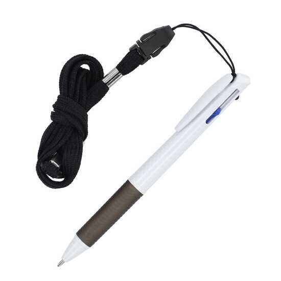 3-Farben-Stift mit Griffzone und Schlüsselband