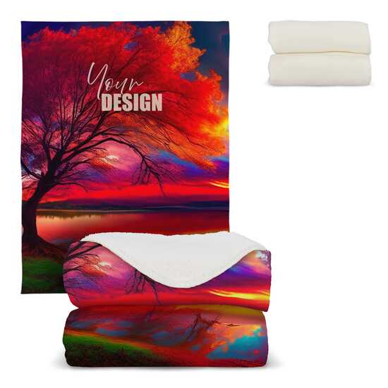 Sherpa-Fleece-Decke OEKO-TEX®  Sublimation 130 x 170 cm 510 g/m²
