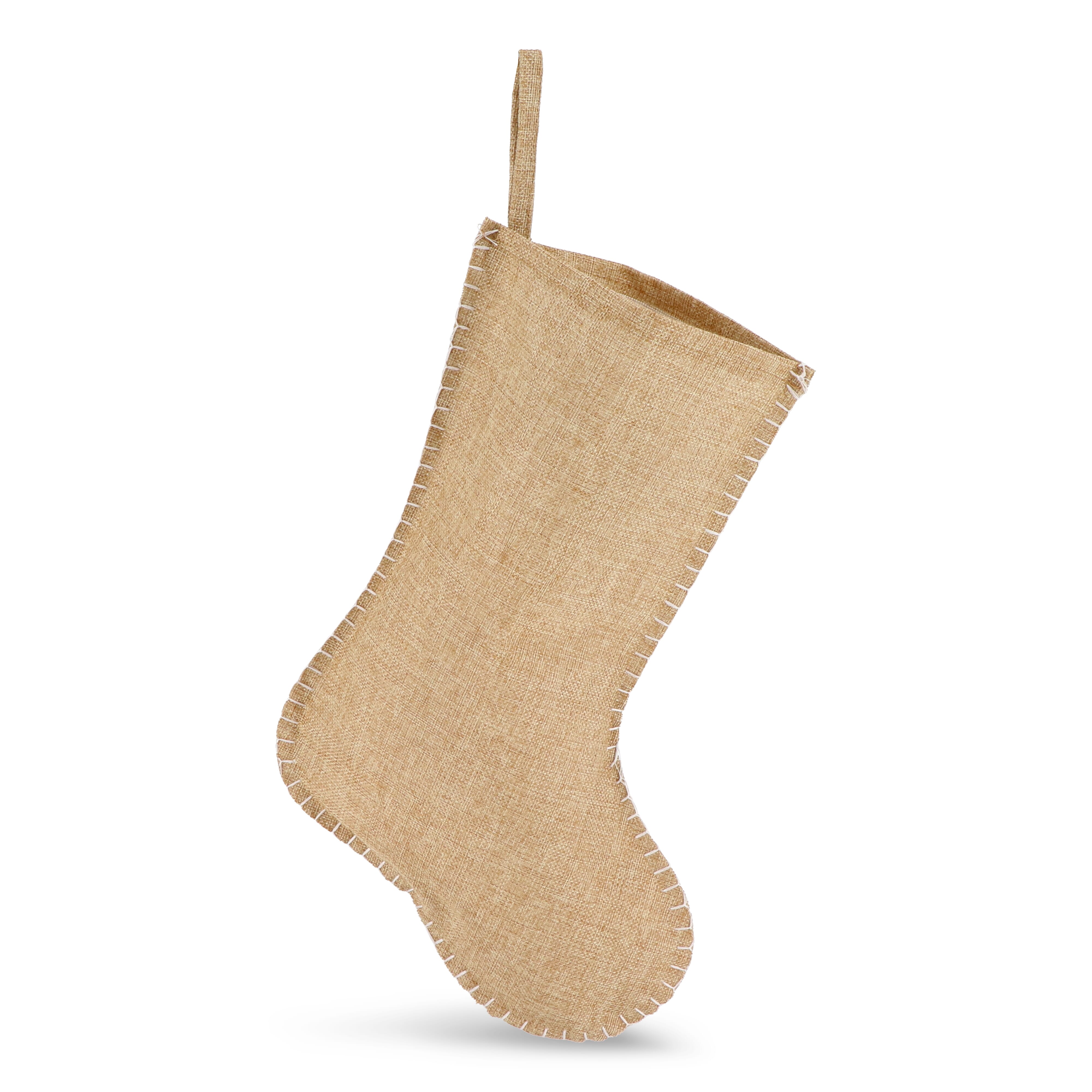 Weihnachtsstrumpf im Jute-Stil mit Ziernaht 40 cm