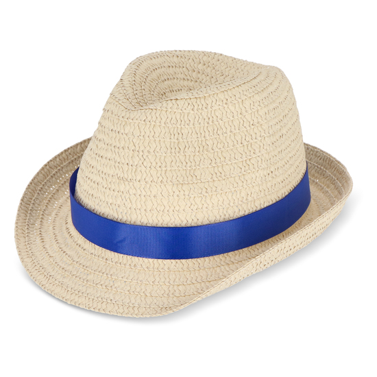 Pflanzlicher Strohhut mit farbigem Band