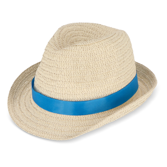 Pflanzlicher Strohhut mit farbigem Band