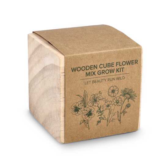 FSC-Holzpflanzgefäß-Set – Blumenmischung