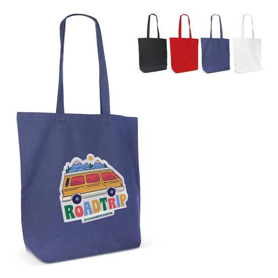 Einkaufstasche Bio-Baumwolle farbig lang 270g/m² 42x12x43 cm