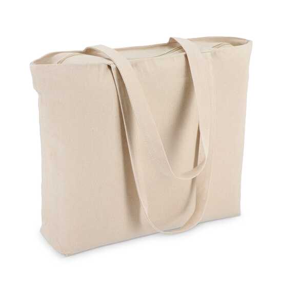 Baumwoll-Tragetasche mit Reißverschluss OEKO-TEX® 47 x 11 x 35cm 320g/m²