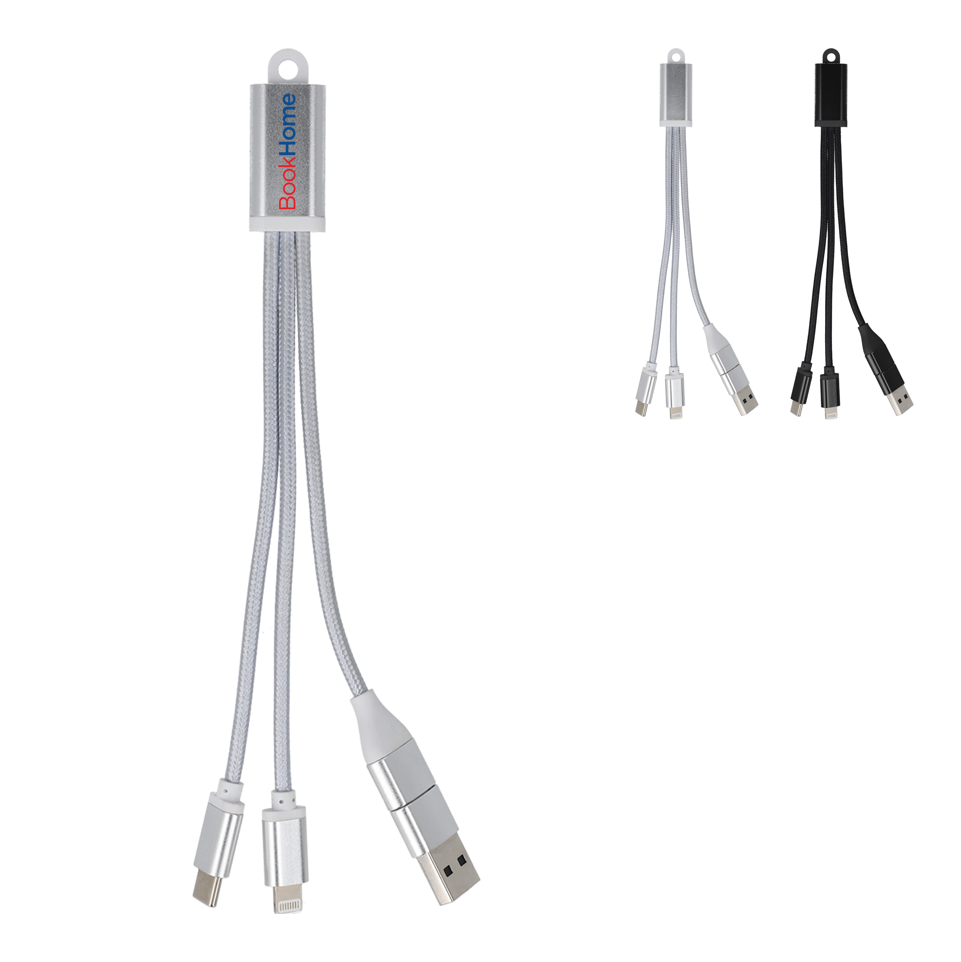 2-in-1-Ladekabel USB-A/C zu USB-C &amp; Lightning Aluminium