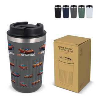 Recycelter Edelstahl-Thermobecher für Kaffee zum Mitnehmen, 400 ml